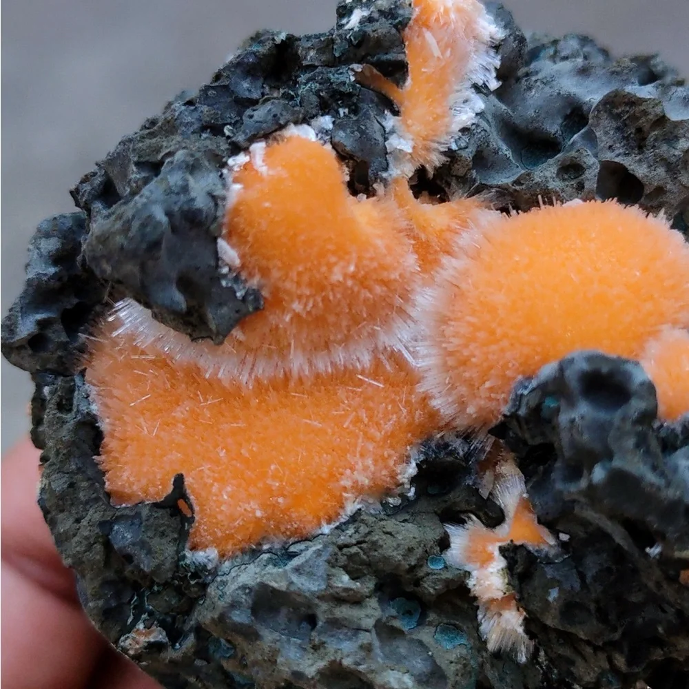 Orange Thomsonite Balls On Matrix, Natural Mineral Specimen From India